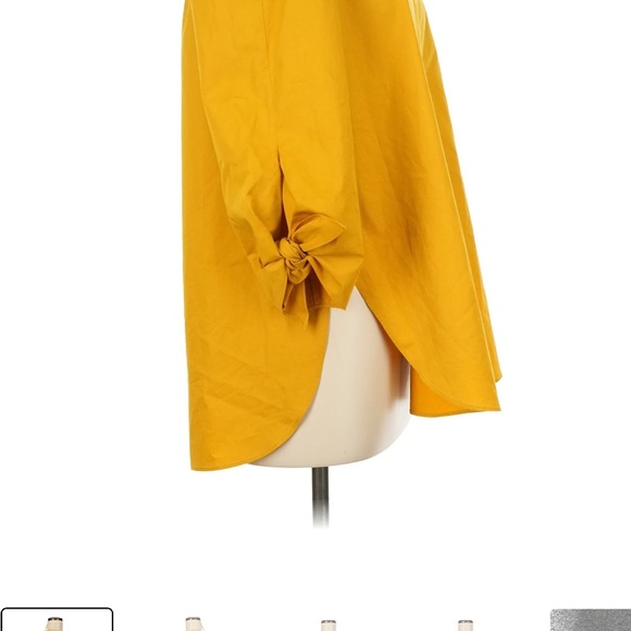 Tibi Mustard Yellow Blouse with Tie Sleeves Size 12 - Picture 2 of 6